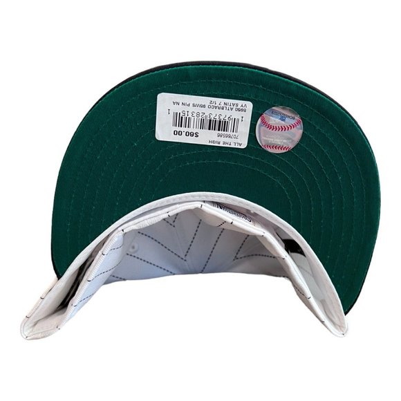 New Era Atlanta Braves Retro Pinstripe 59FIFTY Fitted Hat Cap White - Picture 6 of 7